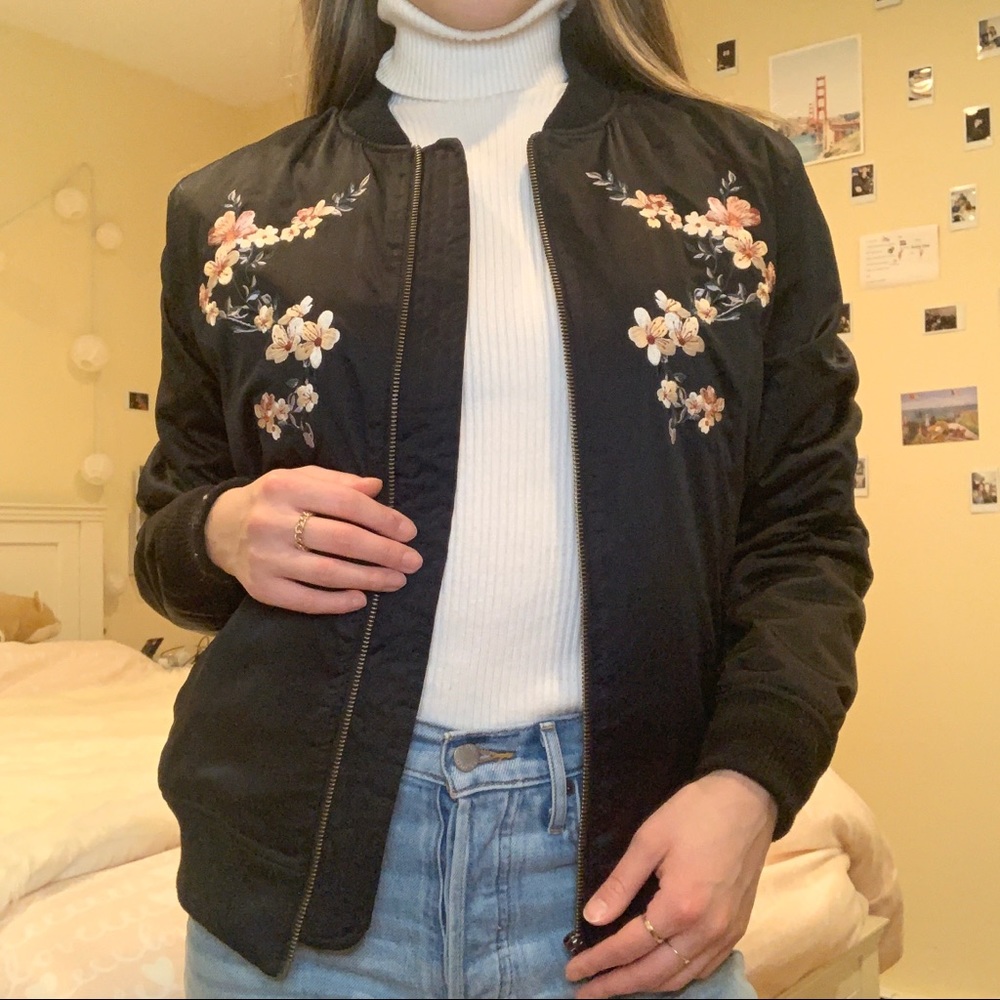 American Eagle Bomber Jacket with Floral Print